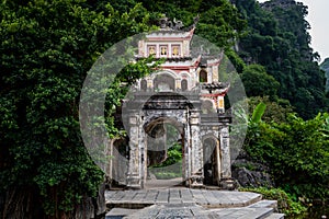 Beautiful Bich Dong Pagoda entrance in Tam Coc, Ninh Binh, Vietnam