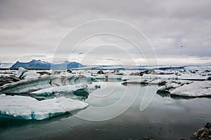 Beautiful big blue iceberg floating in Jokulsarlon glacial, Icel