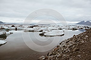 Beautiful big blue iceberg floating in Jokulsarlon glacial, Icel