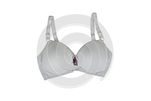 Beautiful big breasts in bra. Plus size bra on white background