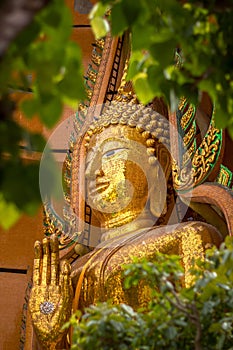 Beautiful big Buddha sculpture in Kanchanaburi, Thailand