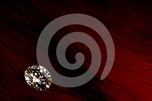 Beautiful big diamond jewelry on dark red background. Fine natural precious stone.Brillant shine