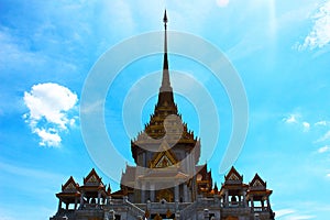 A beautiful big pagoda in a Thai temple