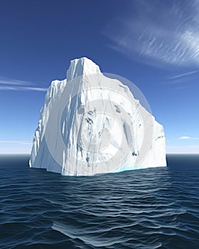 Beautiful big white iceberg underwater. Global warming and melting glaciers, concept. Iceberg in the ocean with a view