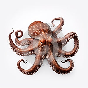 Beautiful big wild octopus looking forward is shown in full length, Ai generated