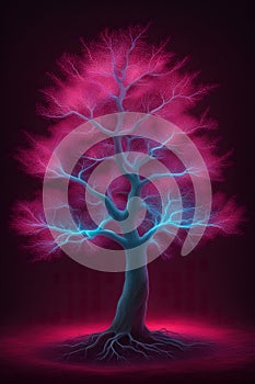 Beautiful bioluminescent fluorescent neon flower - generated AI photo