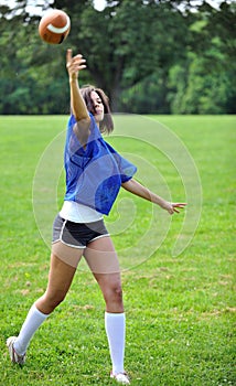 Beautiful biracial female soccer player