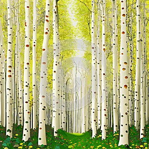 Beautiful Birch Tree Forest Landscape