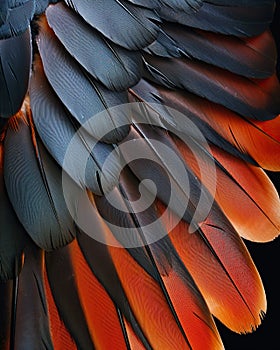 beautiful bird feathers background, close up of a colorful bird feathers