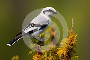 Beautiful_bird_Greybacked_shrike_Lanius_tephronotus_on_branch_1690601090623_4 photo