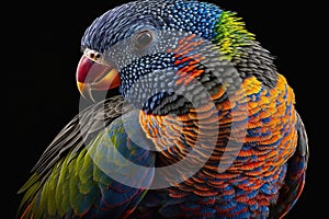 Beautiful Bird Rainbow Lorikeet Close Up. Colorful and Vibrant Bird.