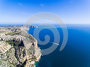 Beautiful bird`s-eye view of Spain`s mountains and sea photo