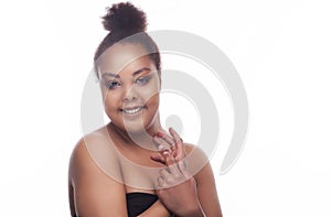 Beautiful black african woman face studio portrait