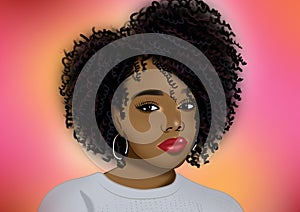 Beautiful black cartoon woman illustrated