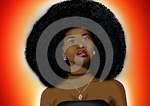 Beautiful black cartoon woman illustrated