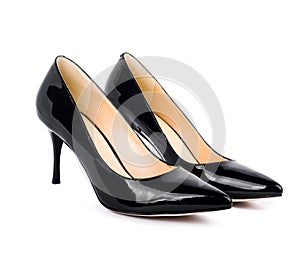 Beautiful black classic women shoes isolated