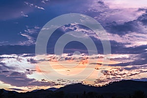 Beautiful black cloud while sunset at twilight time.