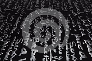 Beautiful black fabric with white pattern and textile texture background