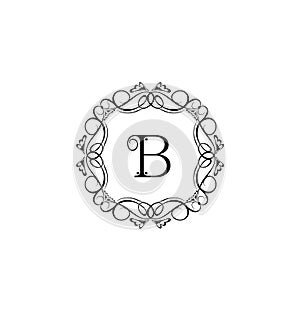 Beautiful black frame for design of boutique, monogram, wedding invitation, menu, fashion label and website