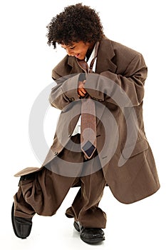 Beautiful Black Girl Child in Baggy Business Suit