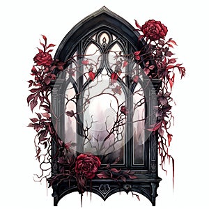 beautiful black Gothic Window clipart illustration