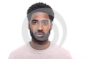 Beautiful black man in front of a white background