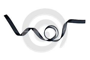 Beautiful black ribbon twist spiral isolated on white background