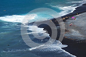 Beautiful black sand Playa de la Enramada in Adeje on Tenerife