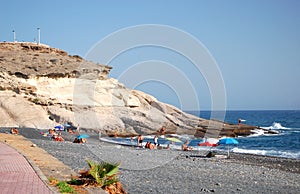 Beautiful black sand Playa de la Enramada in Adeje on Tenerife photo