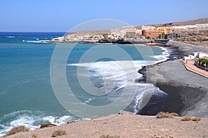 Beautiful black sand Playa de la Enramada in Adeje on Tenerife photo