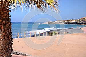 Beautiful black sand Playa de la Enramada in Adeje on Tenerife photo