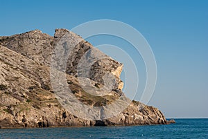 Beautiful Black Sea coast and alchak mountan in Sudak town, Crimea, Ukraine