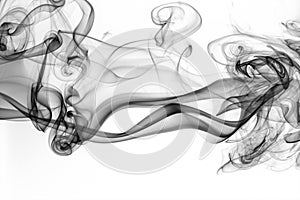 Beautiful black smoke abstract on white background, fire design