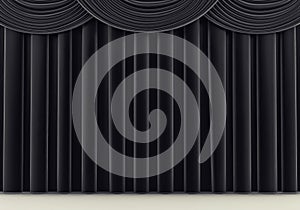 Beautiful black stage curtain. 3d render