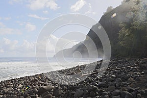 Beautiful black stone beach - waipio valley, hawaii