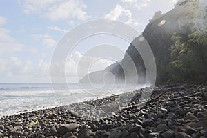 Beautiful black stone beach - waipio valley, hawaii