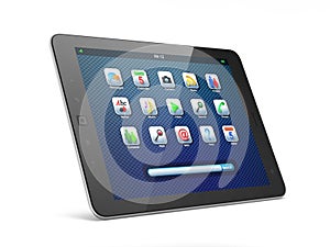 Beautiful black tablet pc on white background