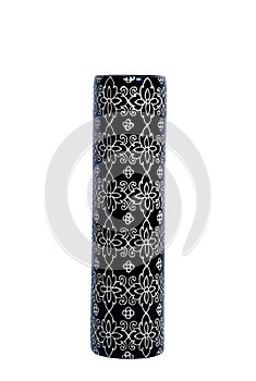 Beautiful black and white ceramic vase on white