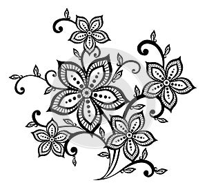 Beautiful black and white floral pattern design element