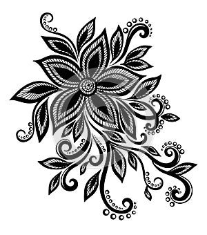 Bellissimo bianco e nero fiore imitazione pizzo occhi progetto elemento 