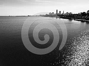 A beautiful black and white look at Edgewater Park in Cleveland, Ohio