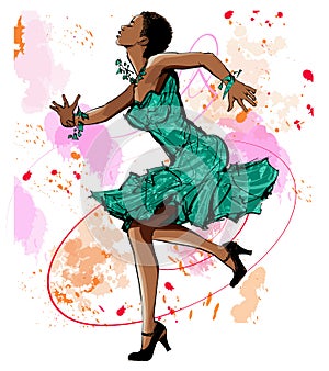 Beautiful black woman dancing
