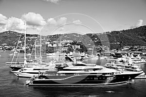 Beautiful black yacht in Saint Thomas, USA