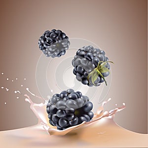 Beautiful blackberries and milk.