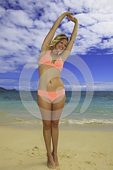 Beautiful blond in bikini on beach