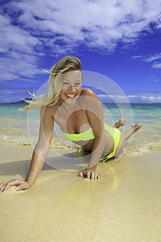 Beautiful blond in bikini on beach