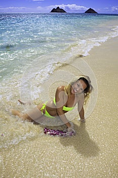 Beautiful blond in bikini on beach