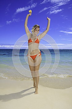 Beautiful blond in bikini on beach