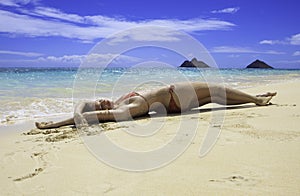 Beautiful blond in bikini on beach