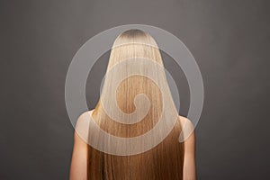 beautiful blond hair woman. Back of girl with Healthy hair